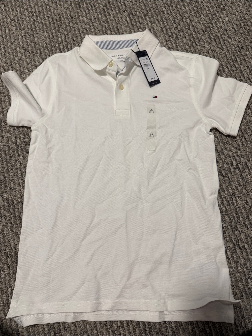 Tommy Hilfiger Men’s White Polo with Signature Flag